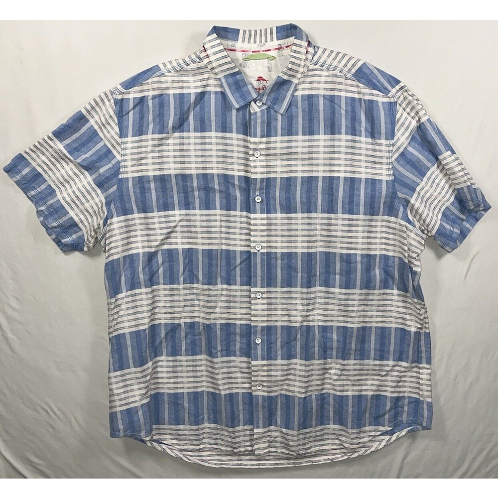 Tommy Bahama Relax Mens Size 2XL Short Sleeve Camp Button Up Shirt Linen Blend